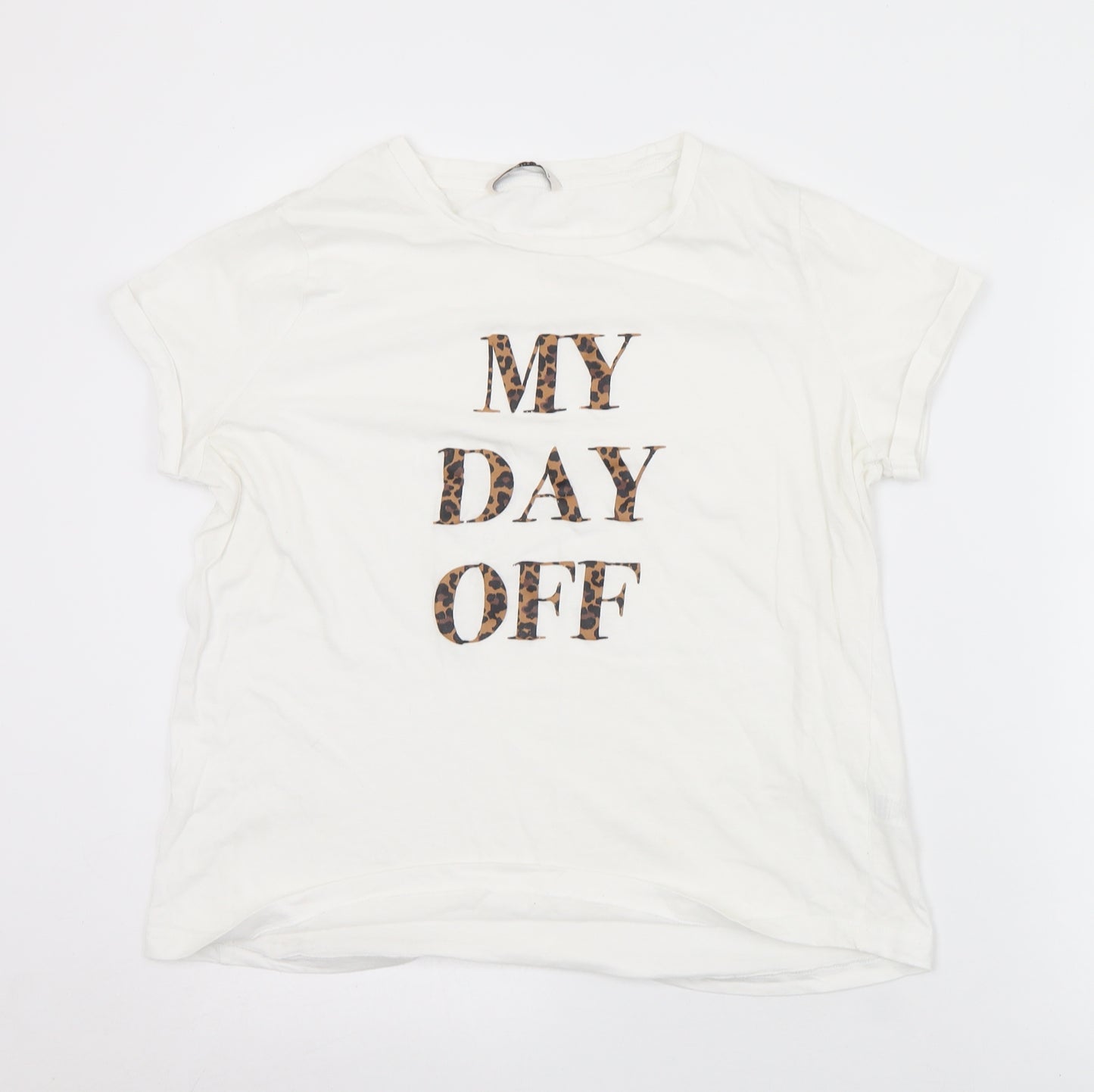 TU Womens White  Cotton Basic T-Shirt Size 14 Crew Neck - My day off