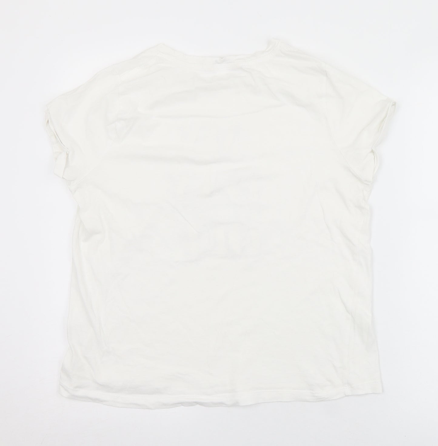 TU Womens White  Cotton Basic T-Shirt Size 14 Crew Neck - My day off