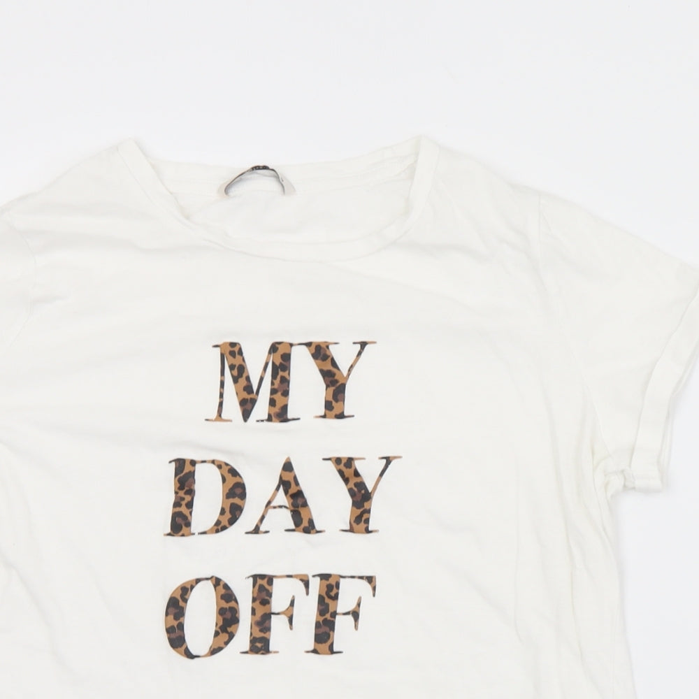 TU Womens White  Cotton Basic T-Shirt Size 14 Crew Neck - My day off