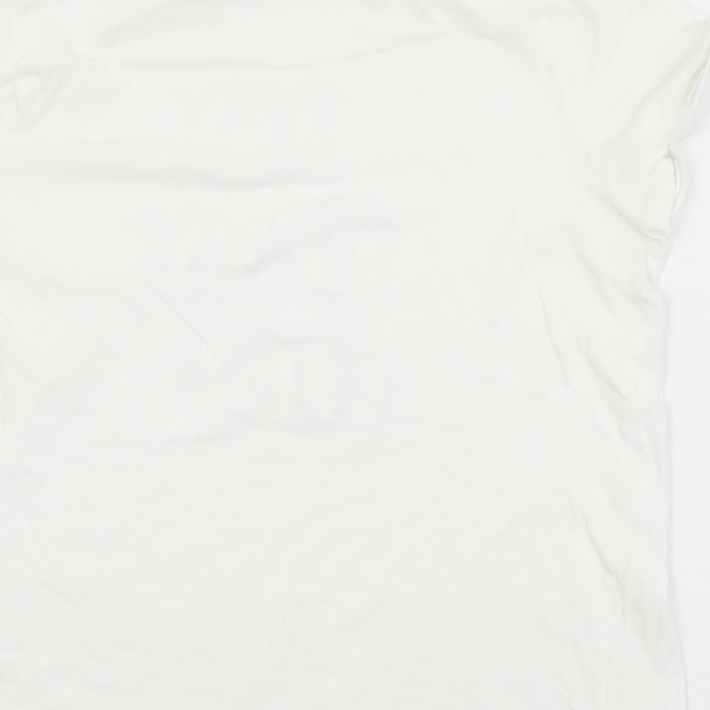 TU Womens White  Cotton Basic T-Shirt Size 14 Crew Neck - My day off