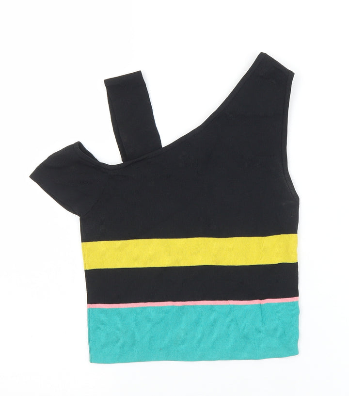 River Island Womens Multicoloured Striped Viscose Cropped Tank Size 8 Round Neck
