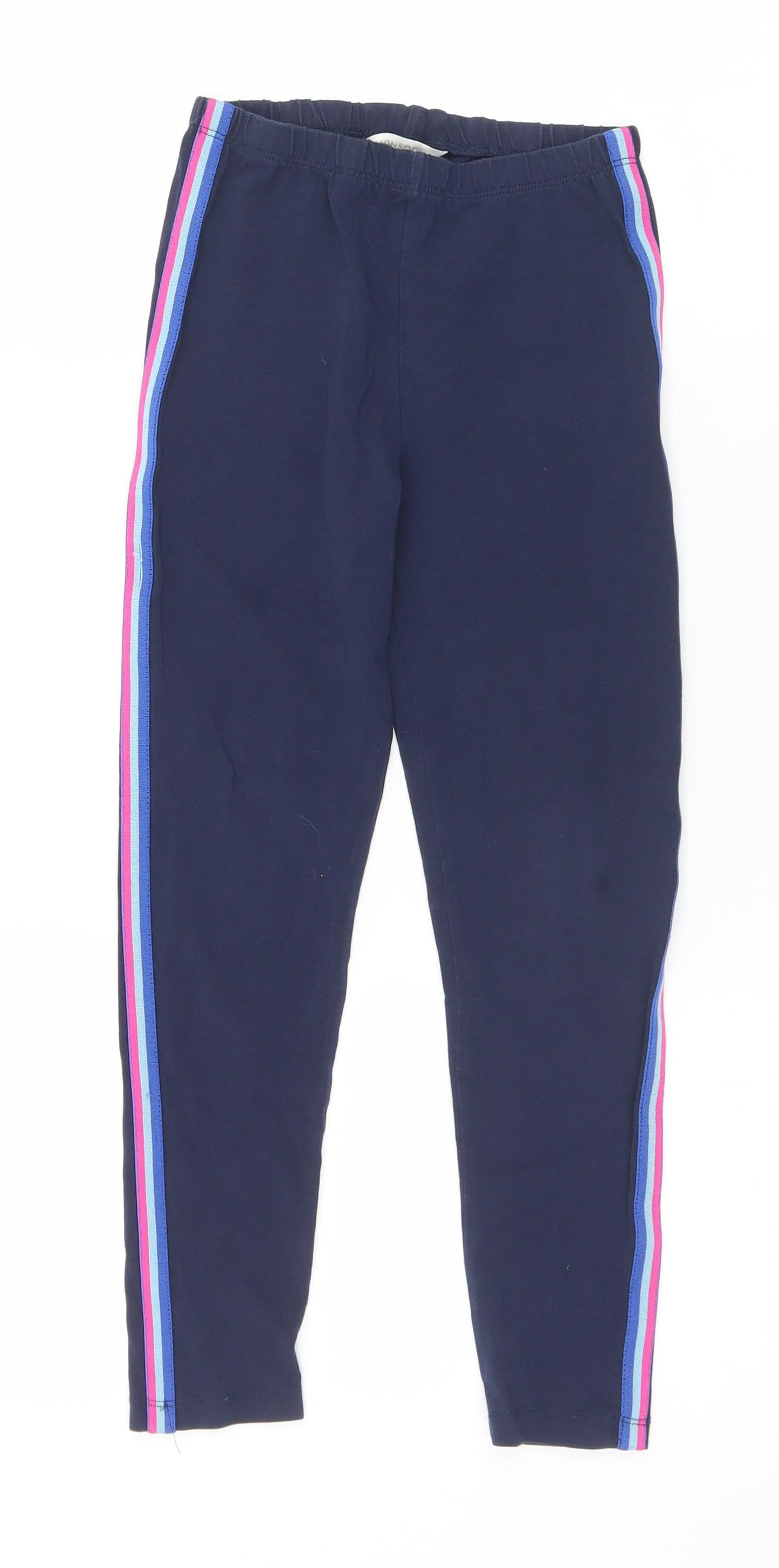 Monsoon Girls Blue Striped Elastane Pedal Pusher Trousers Size 7-8 Years  Regular