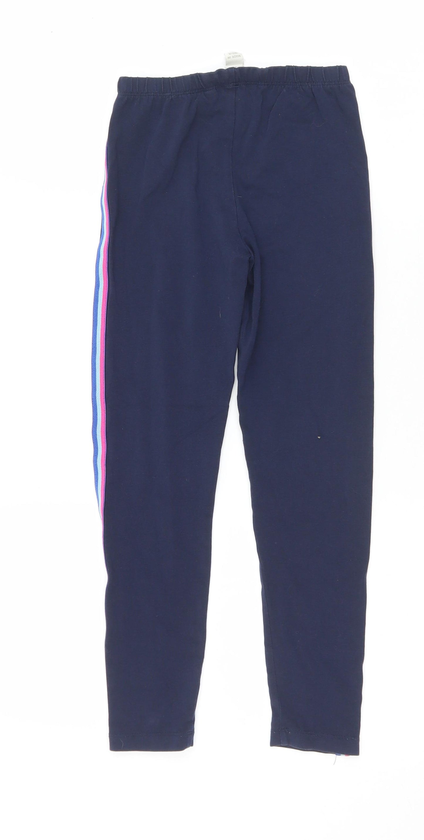 Monsoon Girls Blue Striped Elastane Pedal Pusher Trousers Size 7-8 Years  Regular