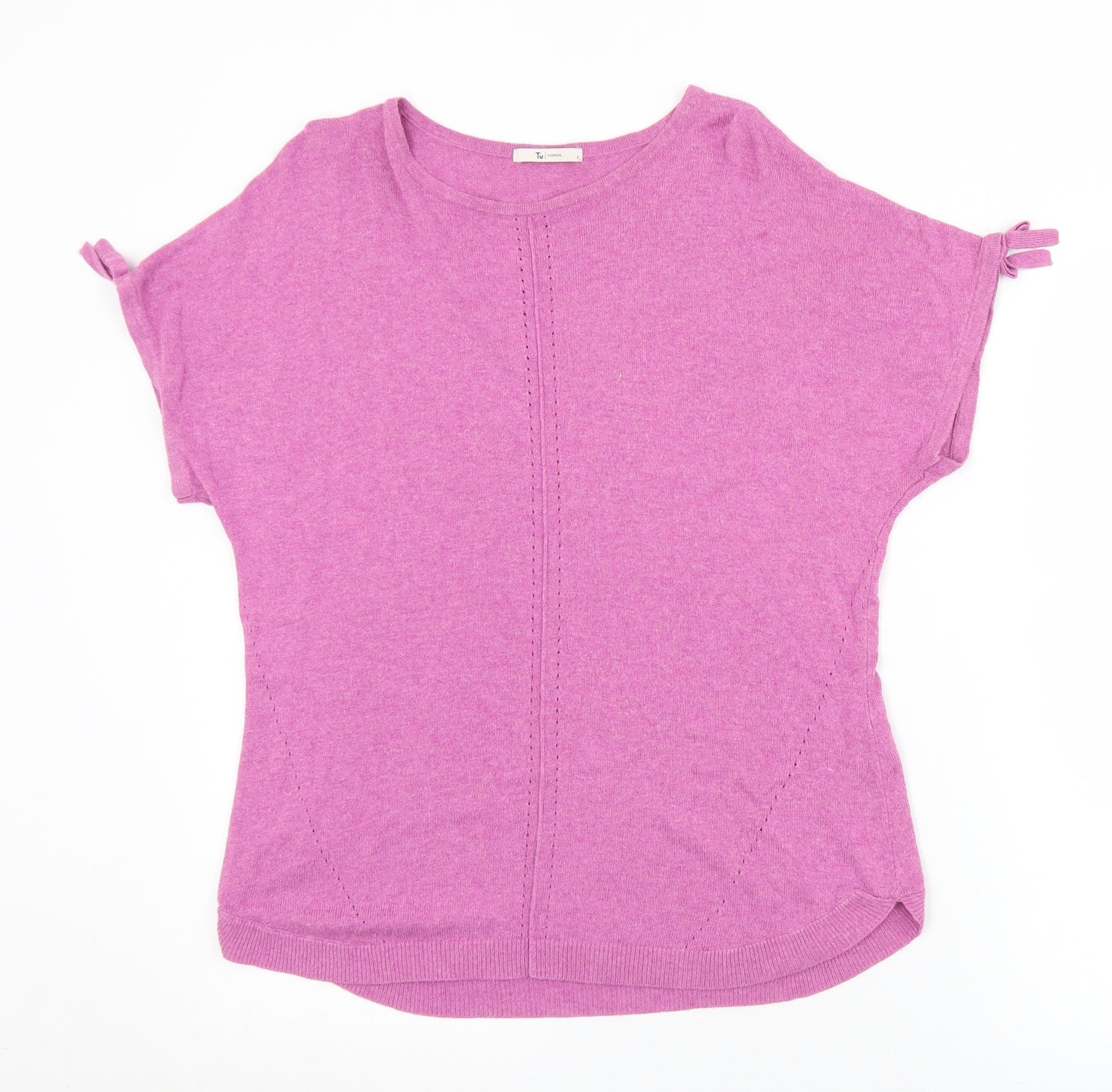 TU Womens Purple Round Neck  Viscose Pullover Jumper Size 8