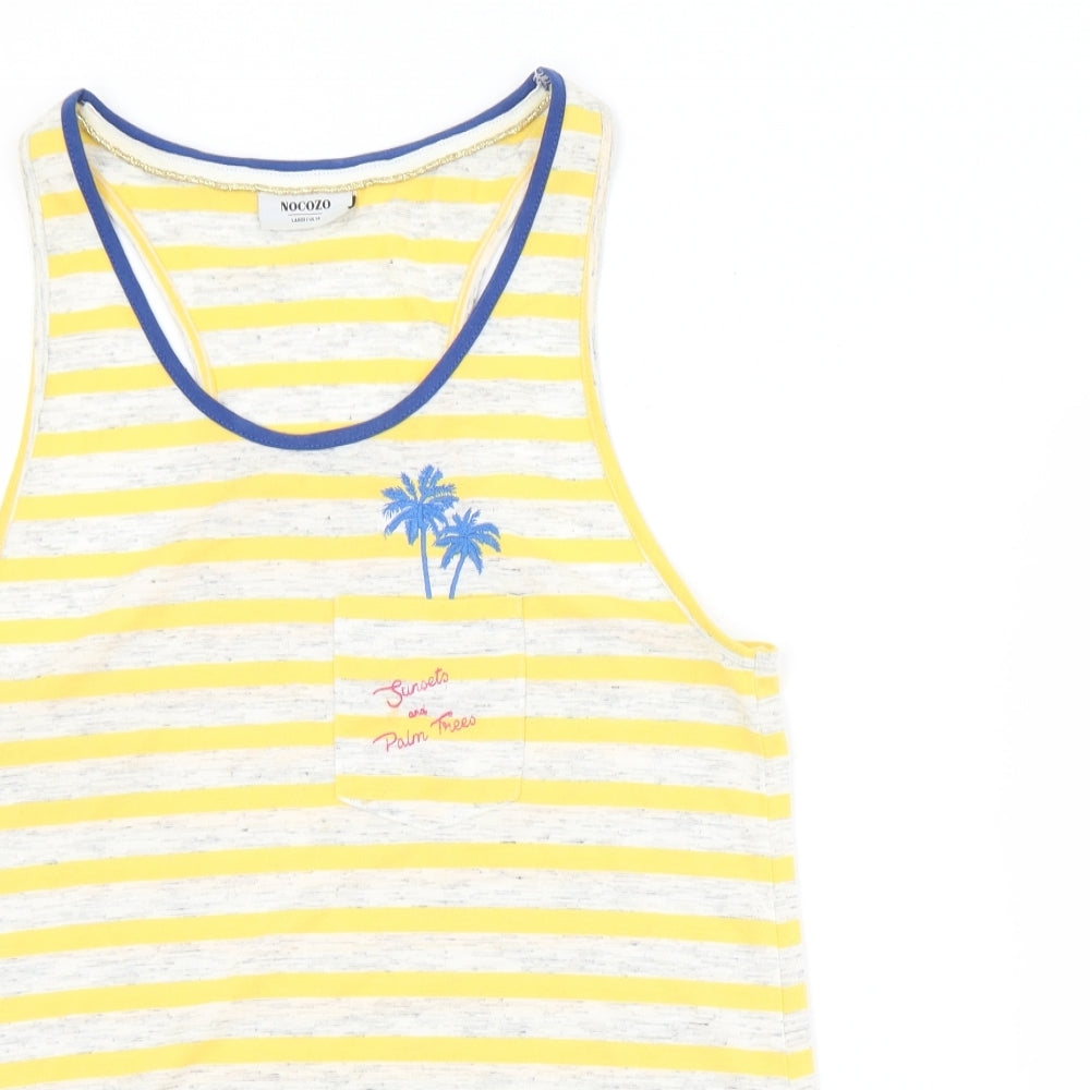 Nocozo Womens Yellow Striped Polyester Camisole Tank Size 14 Round Neck