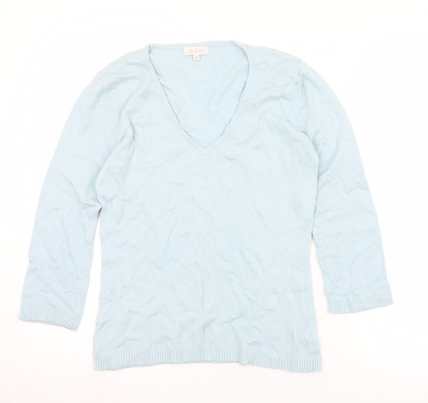 Lakeland Womens Blue V-Neck  Viscose Pullover Jumper Size 10