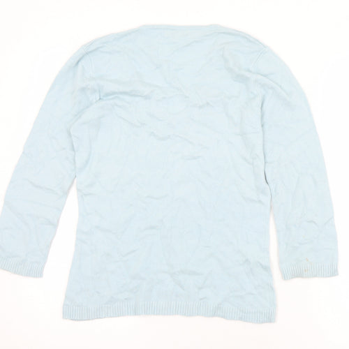 Lakeland Womens Blue V-Neck  Viscose Pullover Jumper Size 10