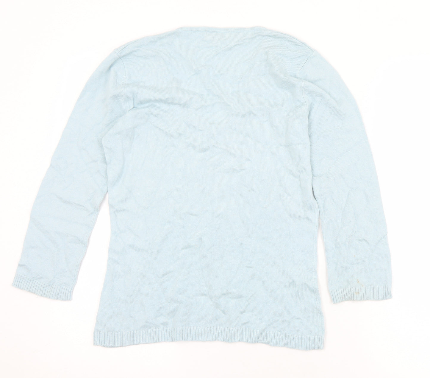 Lakeland Womens Blue V-Neck  Viscose Pullover Jumper Size 10