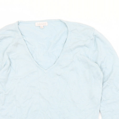 Lakeland Womens Blue V-Neck  Viscose Pullover Jumper Size 10