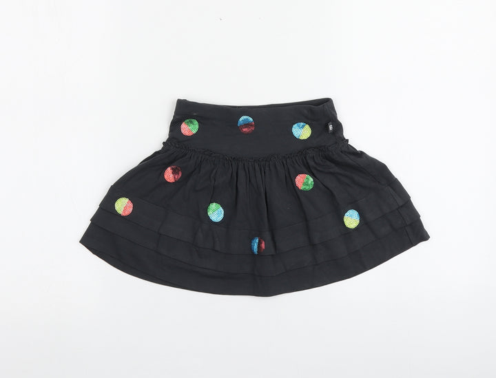 Boboli Girls Black Geometric Viscose Skater Skirt Size 4 Years Regular