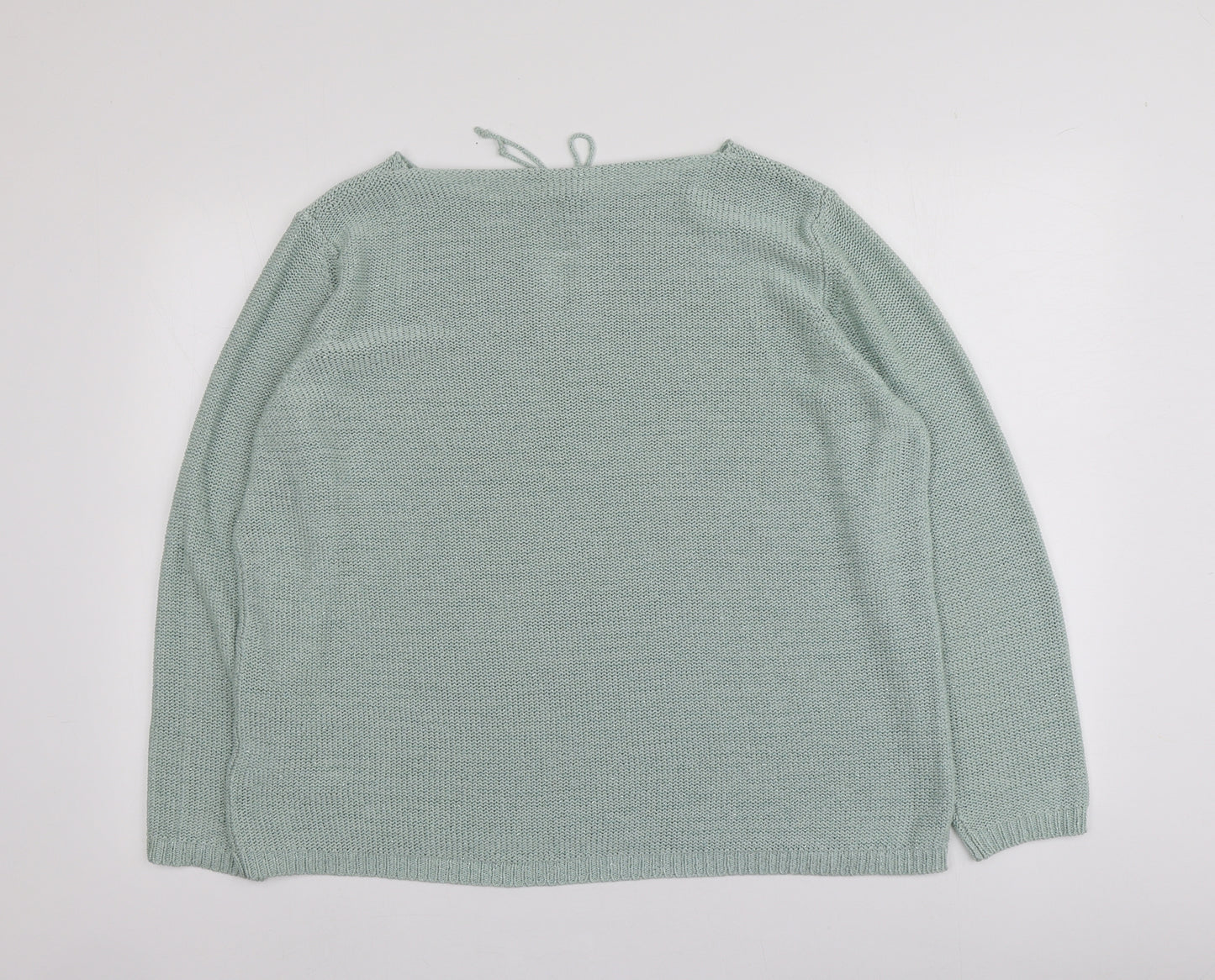 M&S Womens Green Round Neck  Acrylic Pullover Jumper Size 20
