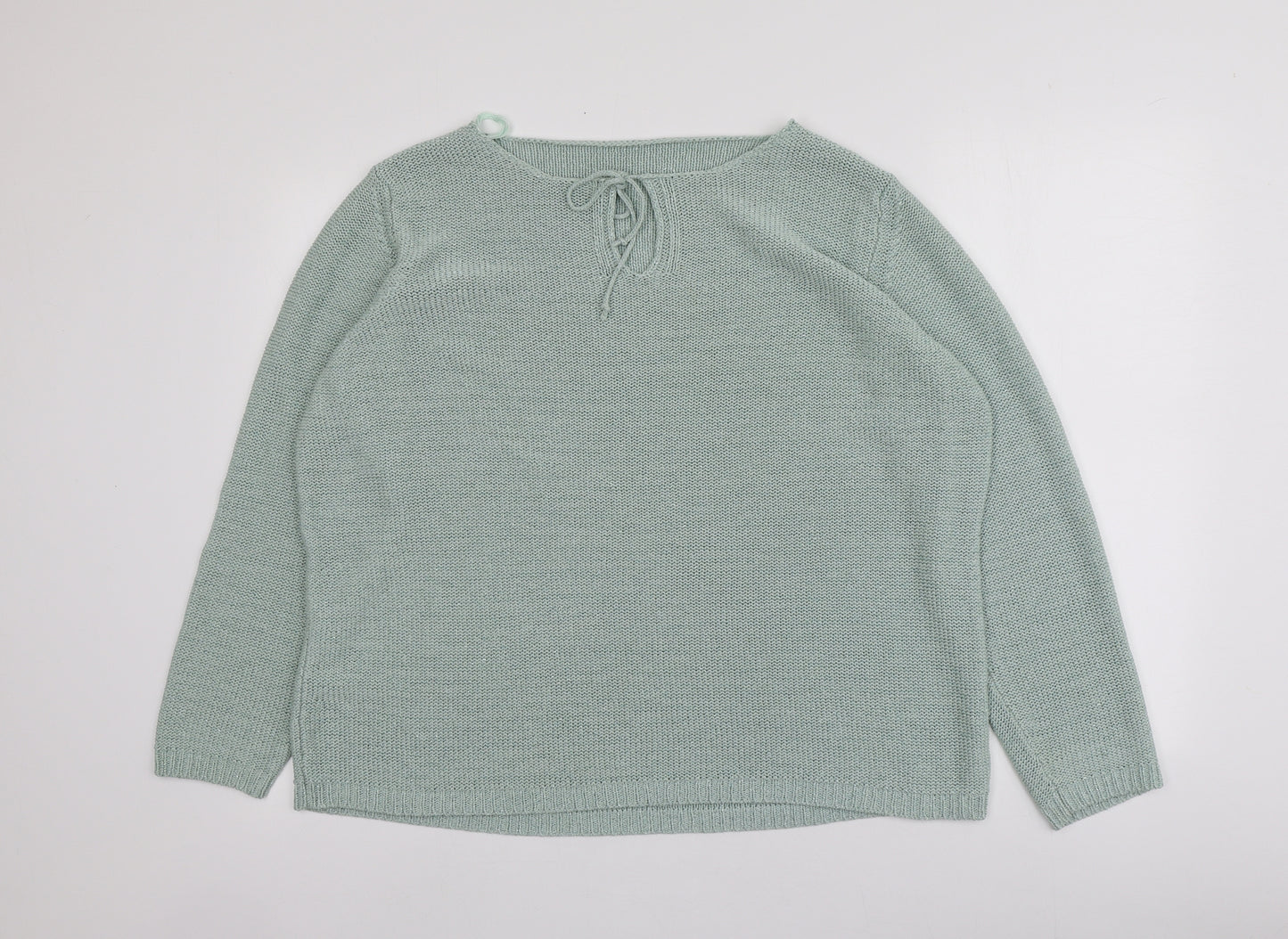 M&S Womens Green Round Neck  Acrylic Pullover Jumper Size 20