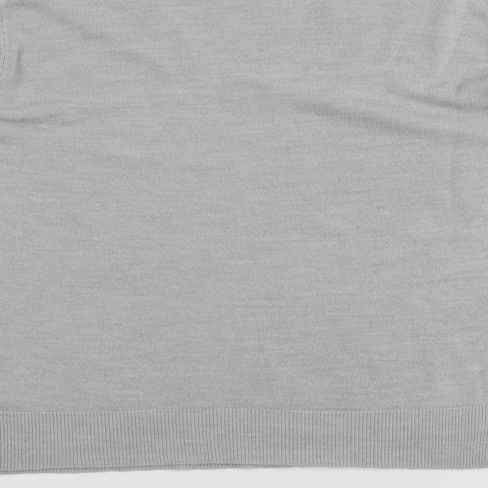 M&S Womens Grey V-Neck  Acrylic Pullover Jumper Size 20
