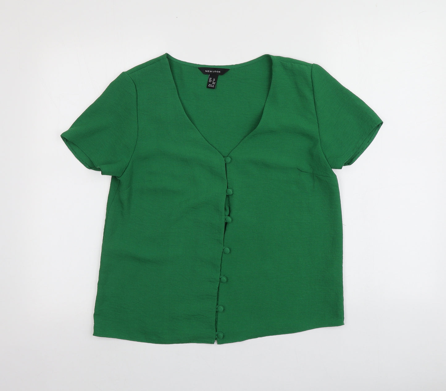 New Look Womens Green  Polyester Basic T-Shirt Size 10 V-Neck