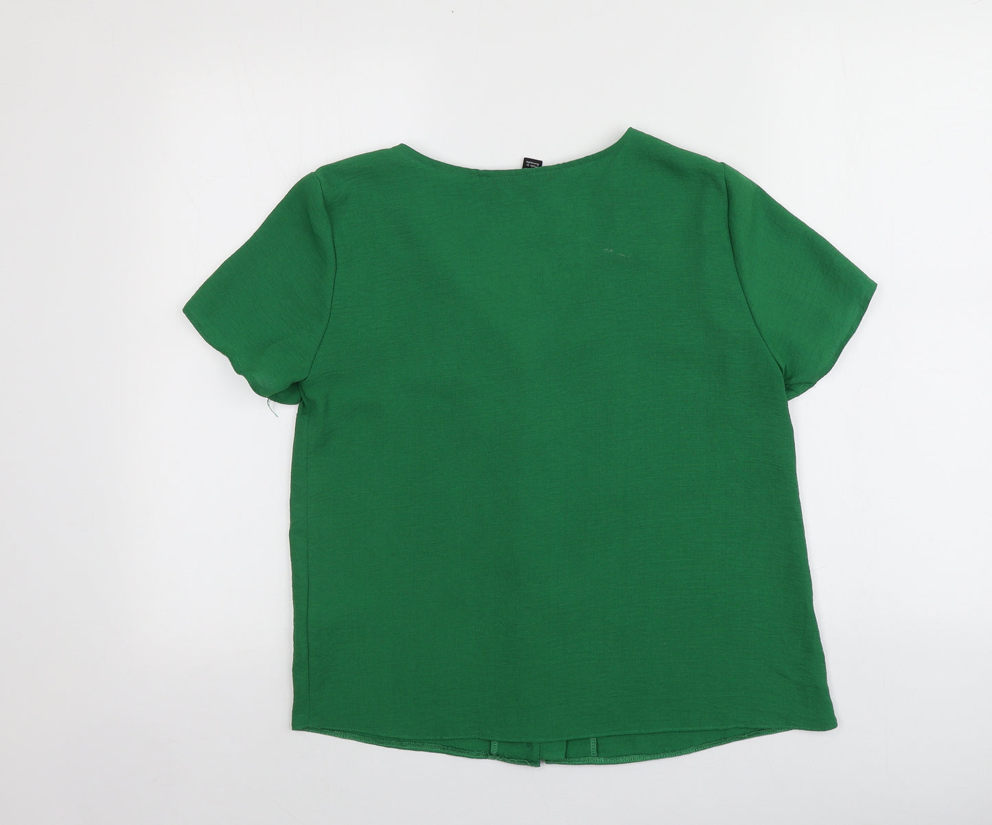 New Look Womens Green  Polyester Basic T-Shirt Size 10 V-Neck