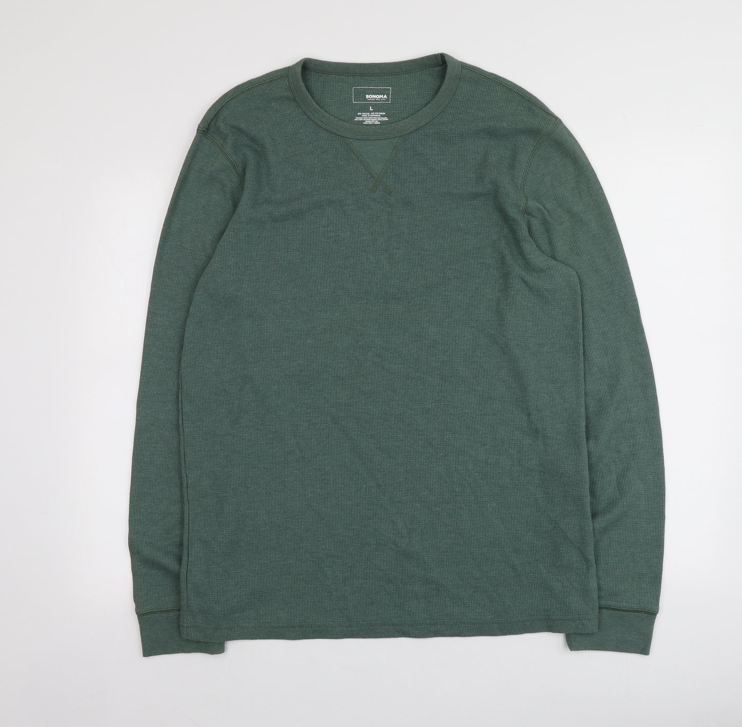 Sonoma Mens Green Round Neck  Cotton Pullover Jumper Size L