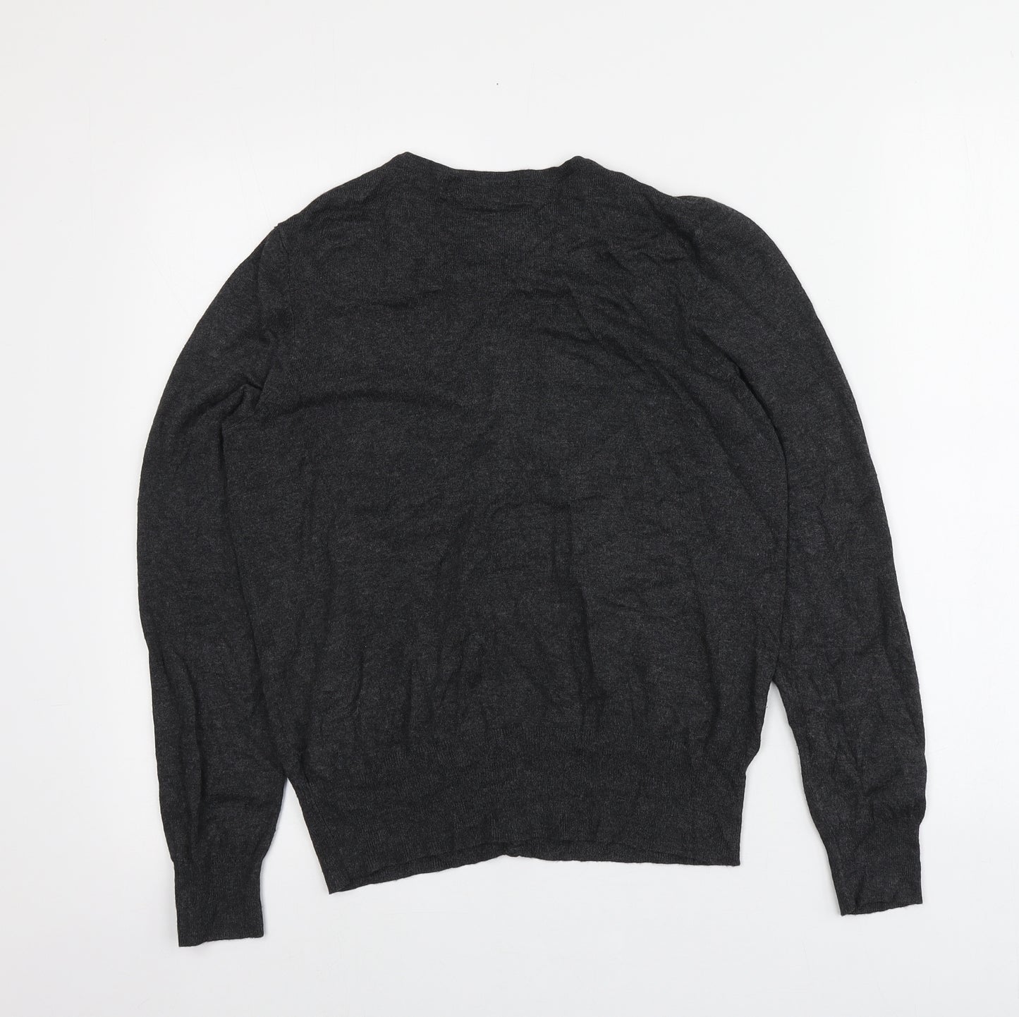 M&S Womens Grey Round Neck  Viscose Cardigan Jumper Size 12