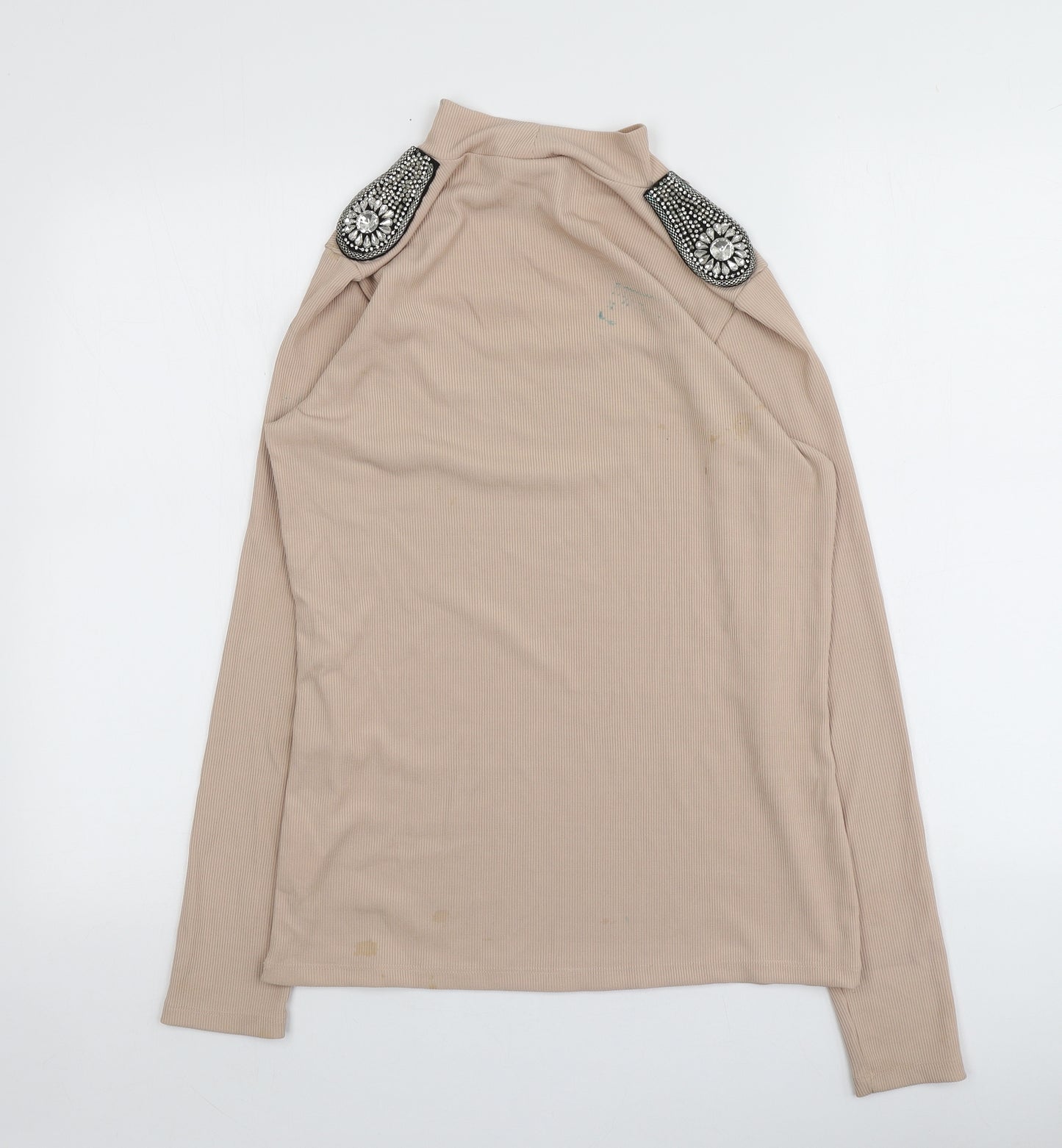 River Island Womens Beige Boat Neck  Polyester Pullover Jumper Size 14