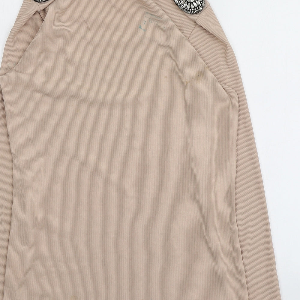 River Island Womens Beige Boat Neck  Polyester Pullover Jumper Size 14