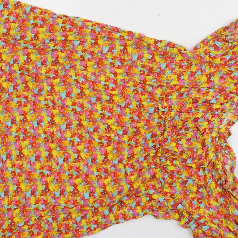 Primark Womens Multicoloured Floral Viscose Basic Blouse Size 14 Round Neck