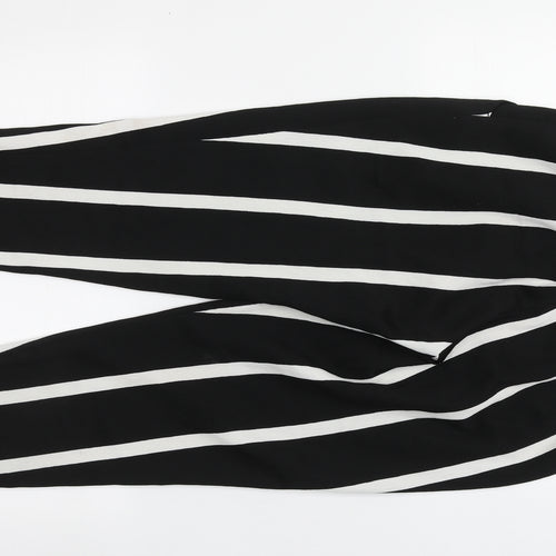 River Island Womens Black Striped Polyester Carrot Trousers Size 10 L24.5 in Regular