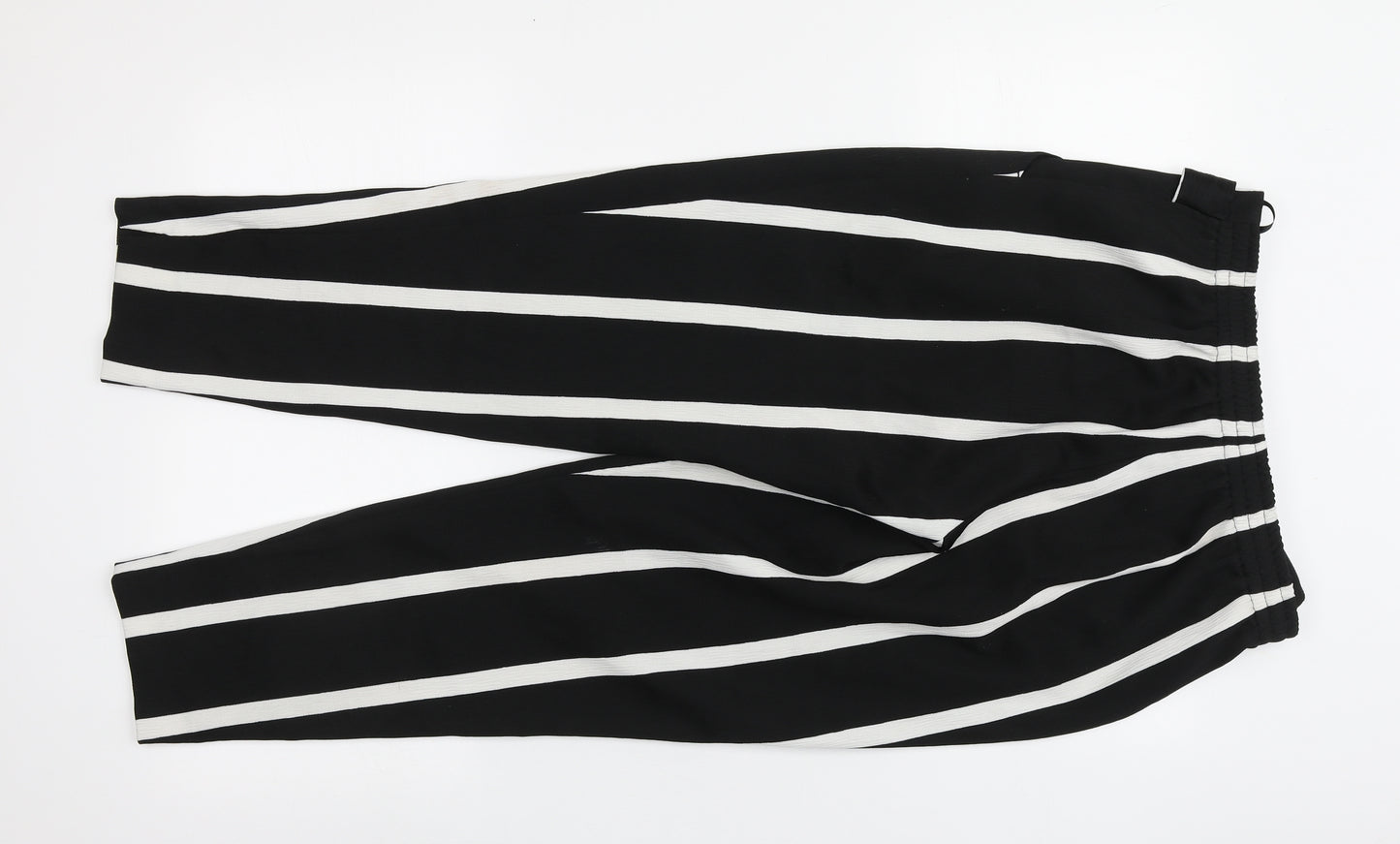 River Island Womens Black Striped Polyester Carrot Trousers Size 10 L24.5 in Regular