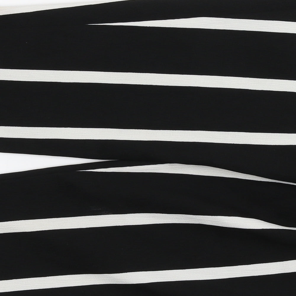 River Island Womens Black Striped Polyester Carrot Trousers Size 10 L24.5 in Regular