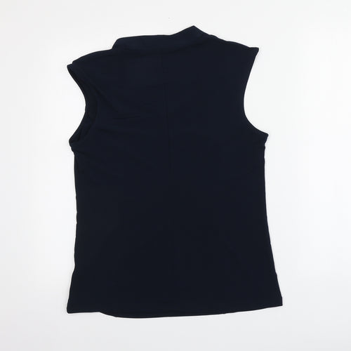 Chelsea & Theodore Womens Blue  Polyester Basic T-Shirt Size L V-Neck