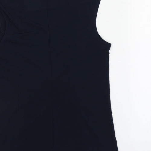 Chelsea & Theodore Womens Blue  Polyester Basic T-Shirt Size L V-Neck