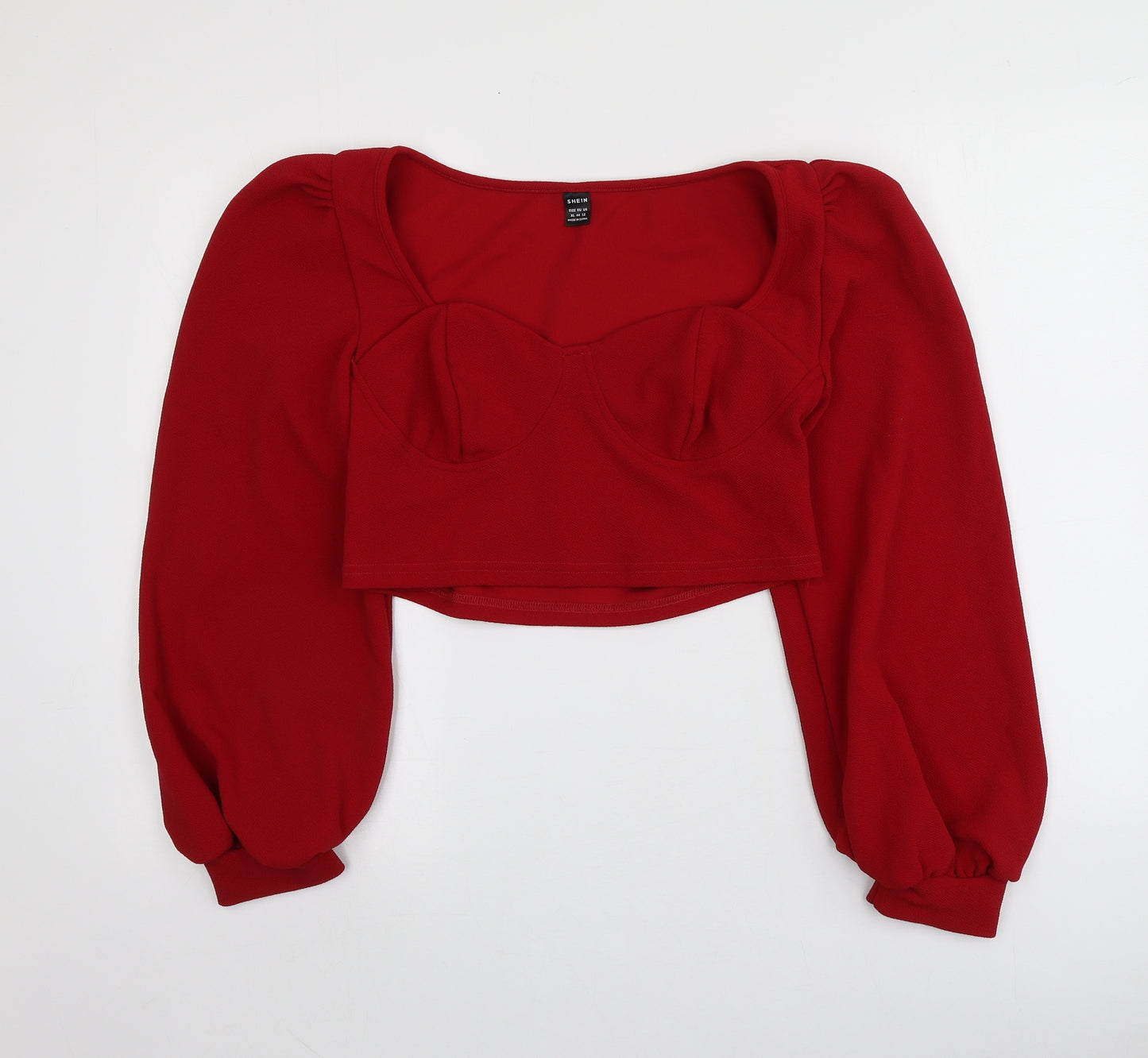 SheIn Womens Red  Polyester Basic Blouse Size XL Square Neck