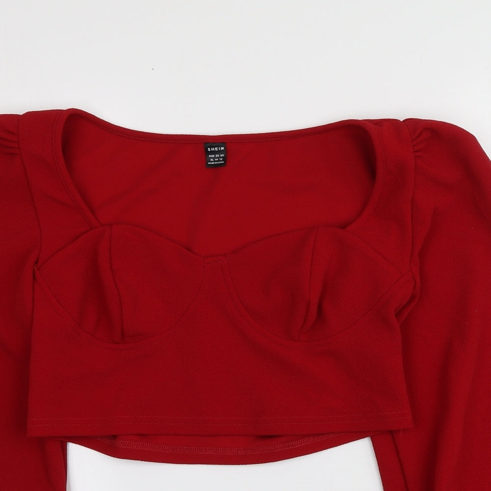 SheIn Womens Red  Polyester Basic Blouse Size XL Square Neck