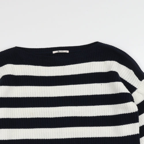 TU Womens Multicoloured Round Neck Striped Cotton Pullover Jumper Size 14