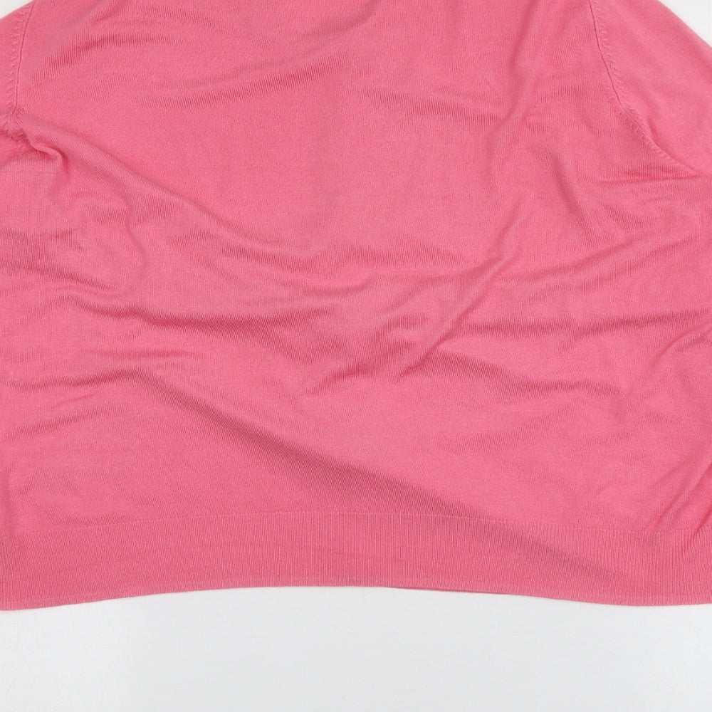 M&S Womens Pink Round Neck  Viscose Cardigan Jumper Size 18
