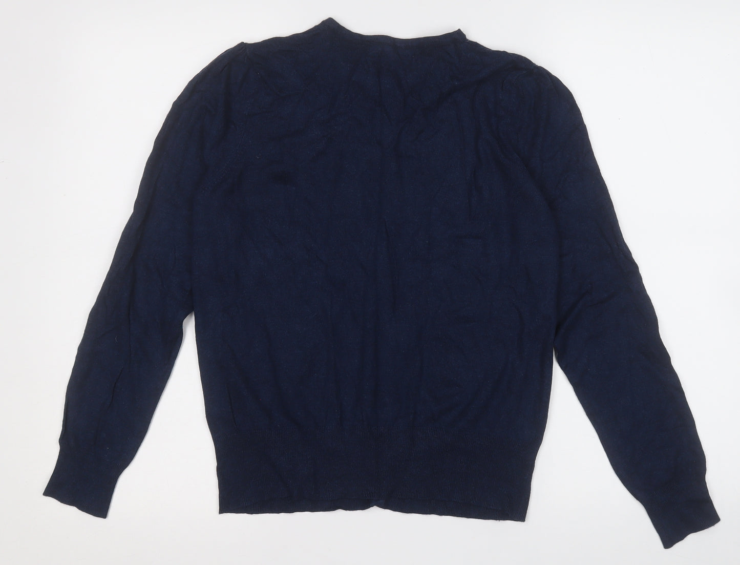 Marks and Spencer Womens Blue Round Neck  Polyester Cardigan Jumper Size 10