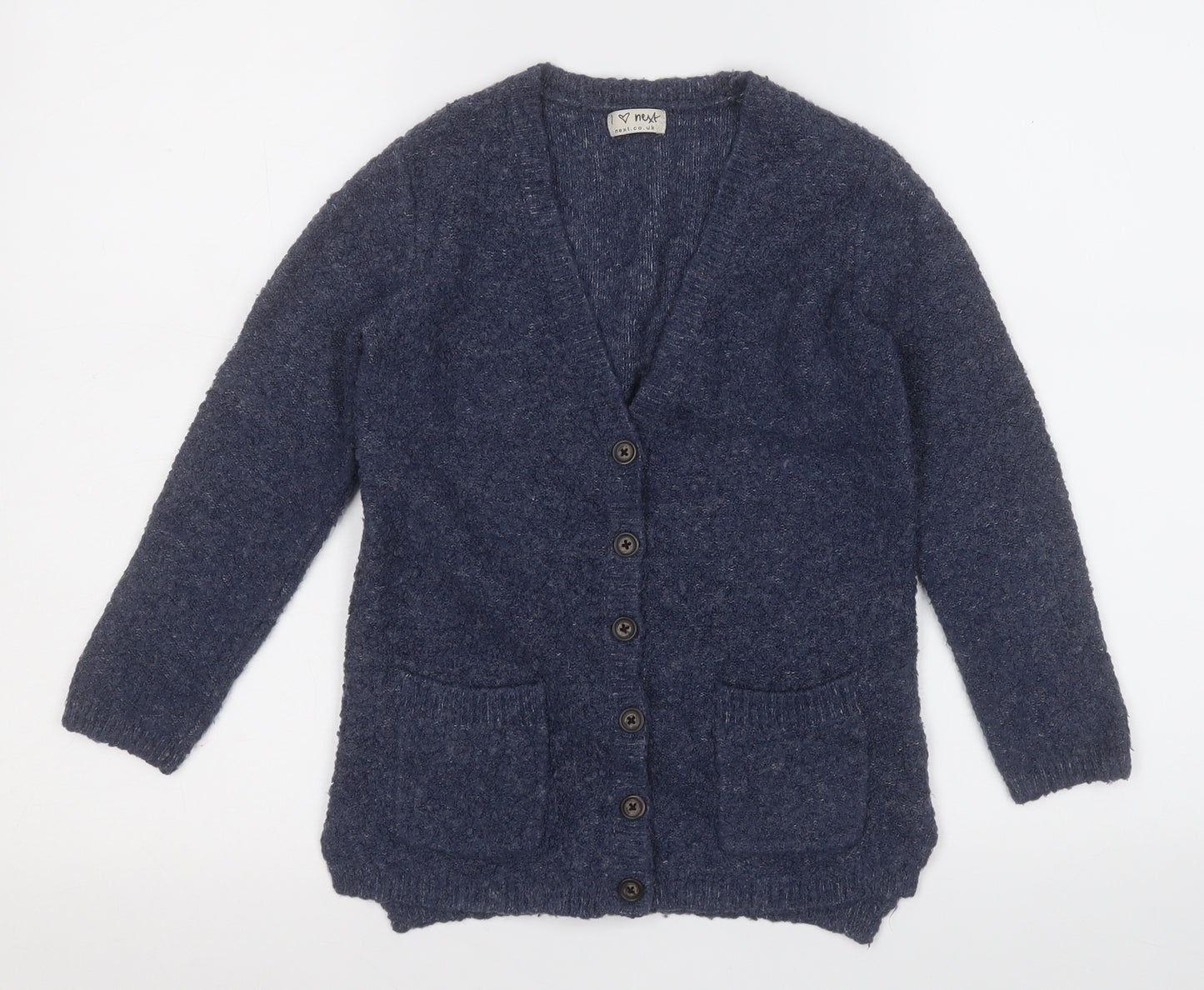 NEXT Girls Blue V-Neck  Acrylic Cardigan Jumper Size 7 Years