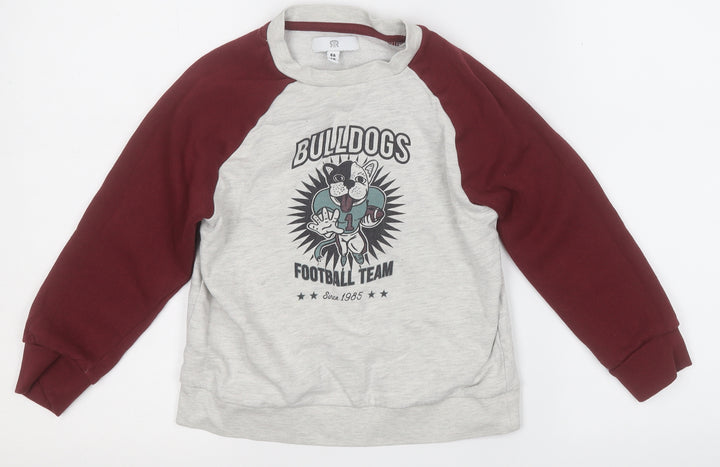 Preworn Boys Grey  Polyester Pullover Sweatshirt Size 6 Years   - Bulldog