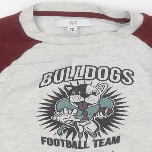Preworn Boys Grey  Polyester Pullover Sweatshirt Size 6 Years   - Bulldog