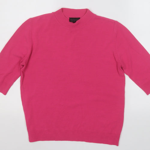 Topshop Womens Pink Round Neck  Acrylic Pullover Jumper Size 12
