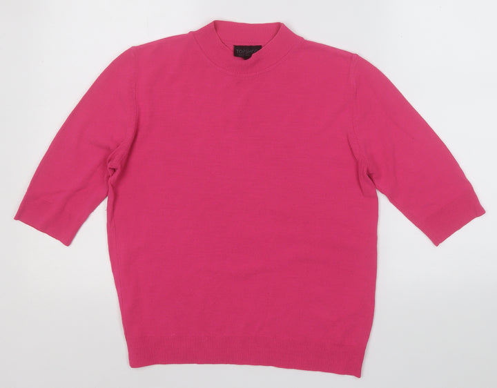 Topshop Womens Pink Round Neck Acrylic Pullover Jumper Size 12