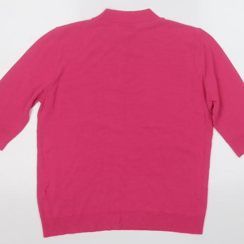 Topshop Womens Pink Round Neck  Acrylic Pullover Jumper Size 12