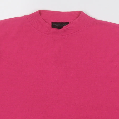 Topshop Womens Pink Round Neck  Acrylic Pullover Jumper Size 12