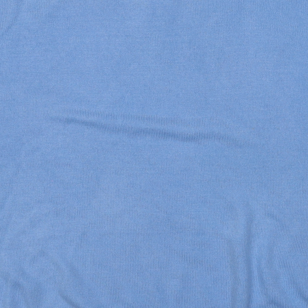 Marks and Spencer Womens Blue  Acrylic Basic T-Shirt Size 14 Round Neck