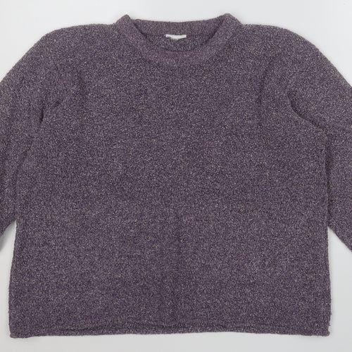 Preworn Womens Purple Round Neck  Polyester Pullover Jumper Size 14
