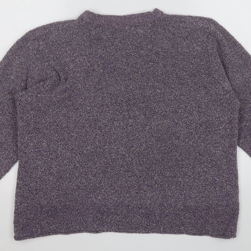 Preworn Womens Purple Round Neck  Polyester Pullover Jumper Size 14