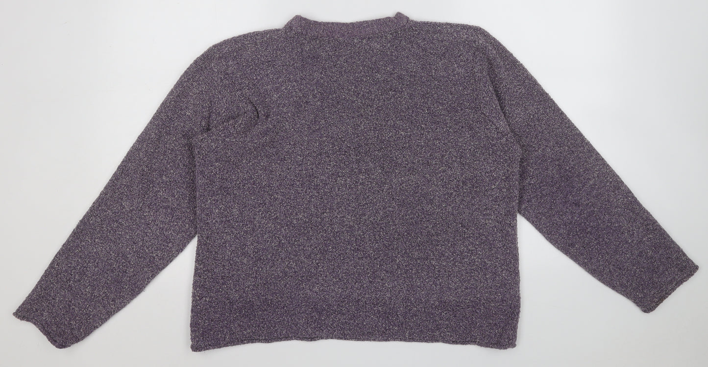Preworn Womens Purple Round Neck  Polyester Pullover Jumper Size 14