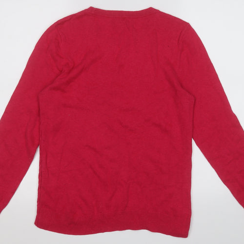 Nautica Womens Pink Round Neck  Cotton Pullover Jumper Size L