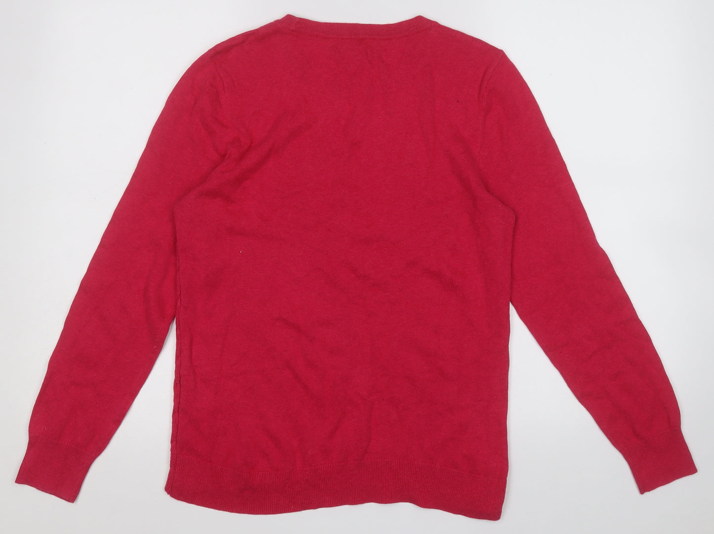 Nautica Womens Pink Round Neck  Cotton Pullover Jumper Size L