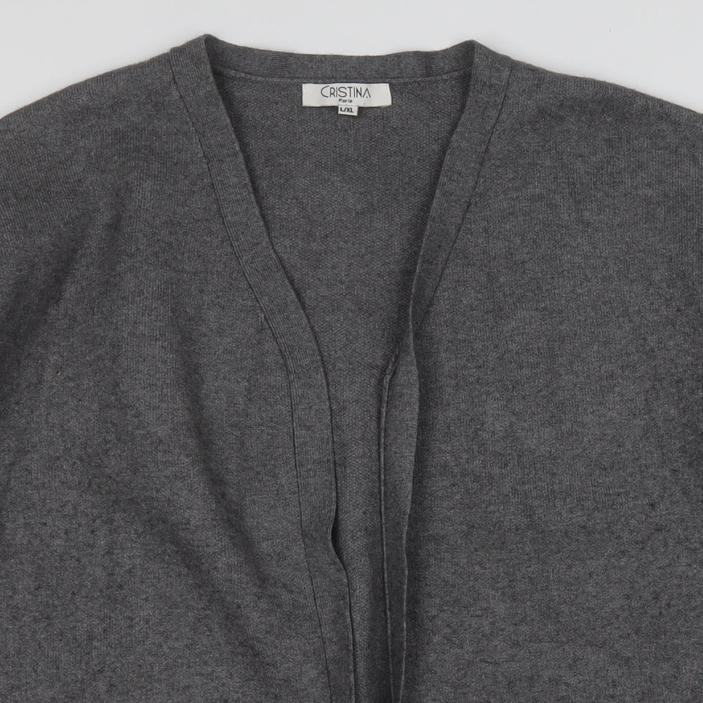 Cristina Womens Grey V-Neck  Acrylic Cardigan Jumper Size L