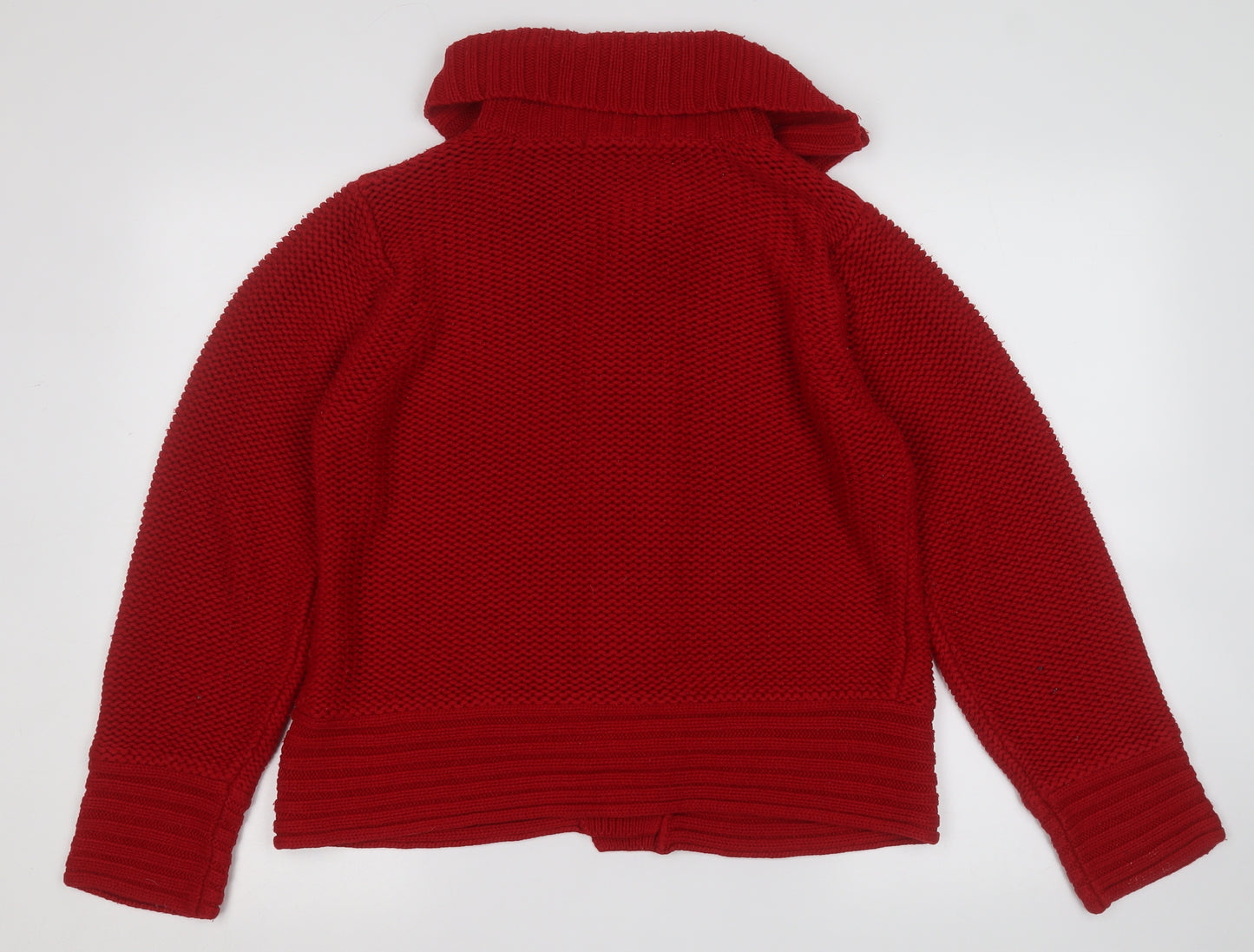 M&Co Womens Red Collared  Acrylic Cardigan Jumper Size XL
