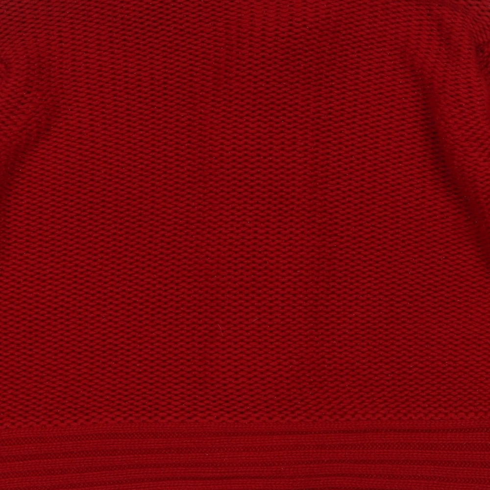 M&Co Womens Red Collared  Acrylic Cardigan Jumper Size XL